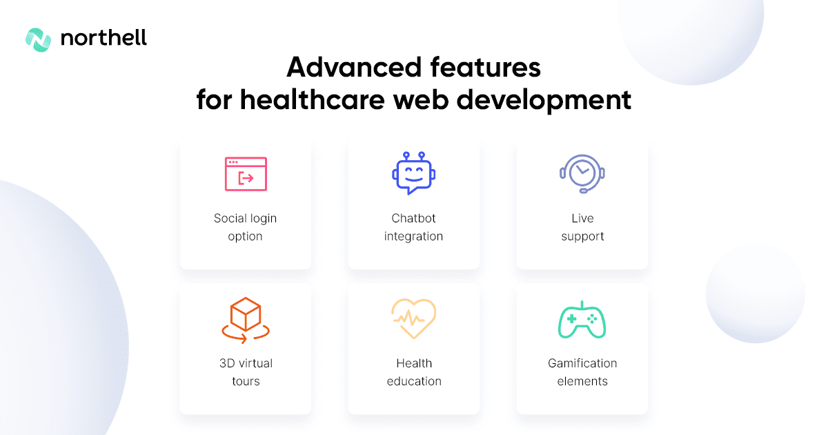 Advanced features for healthcare web development