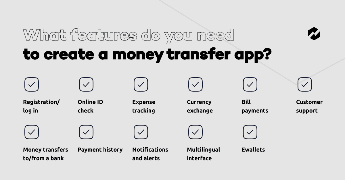 features do you need to create a money transfer app